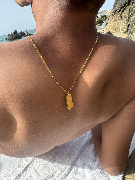 Ayatul kursi Allah Arabic Muslim Quran Dog Tag Mens boys Jewellery Chain Gold Pendant Necklace