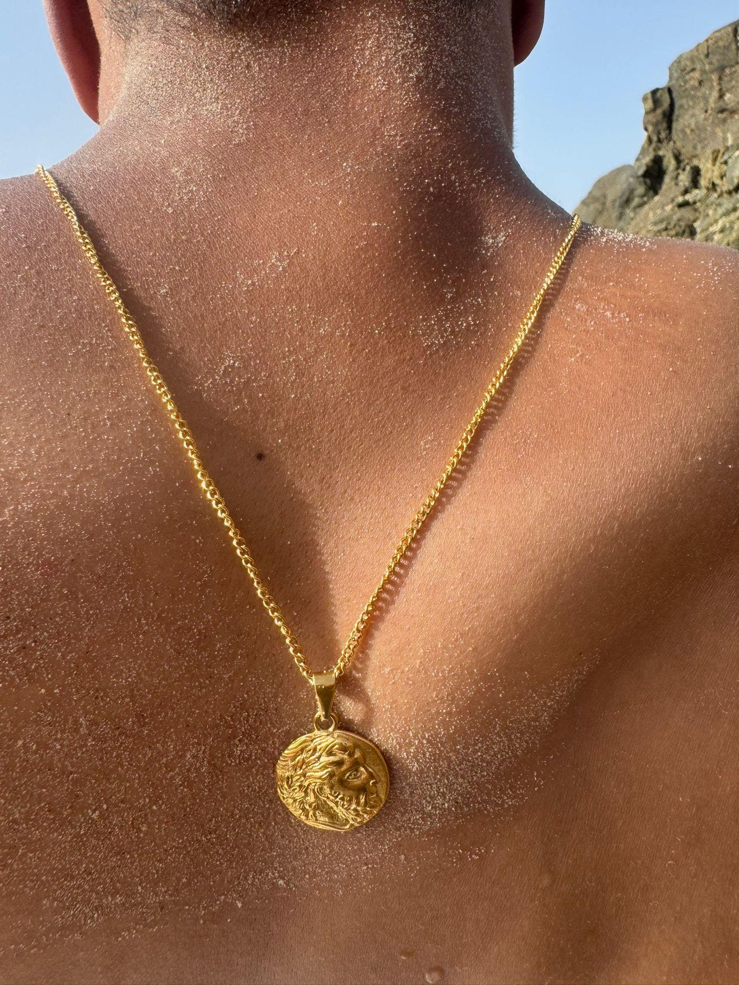 Zeus Greek God 18k Gold Pendant Necklace for Men