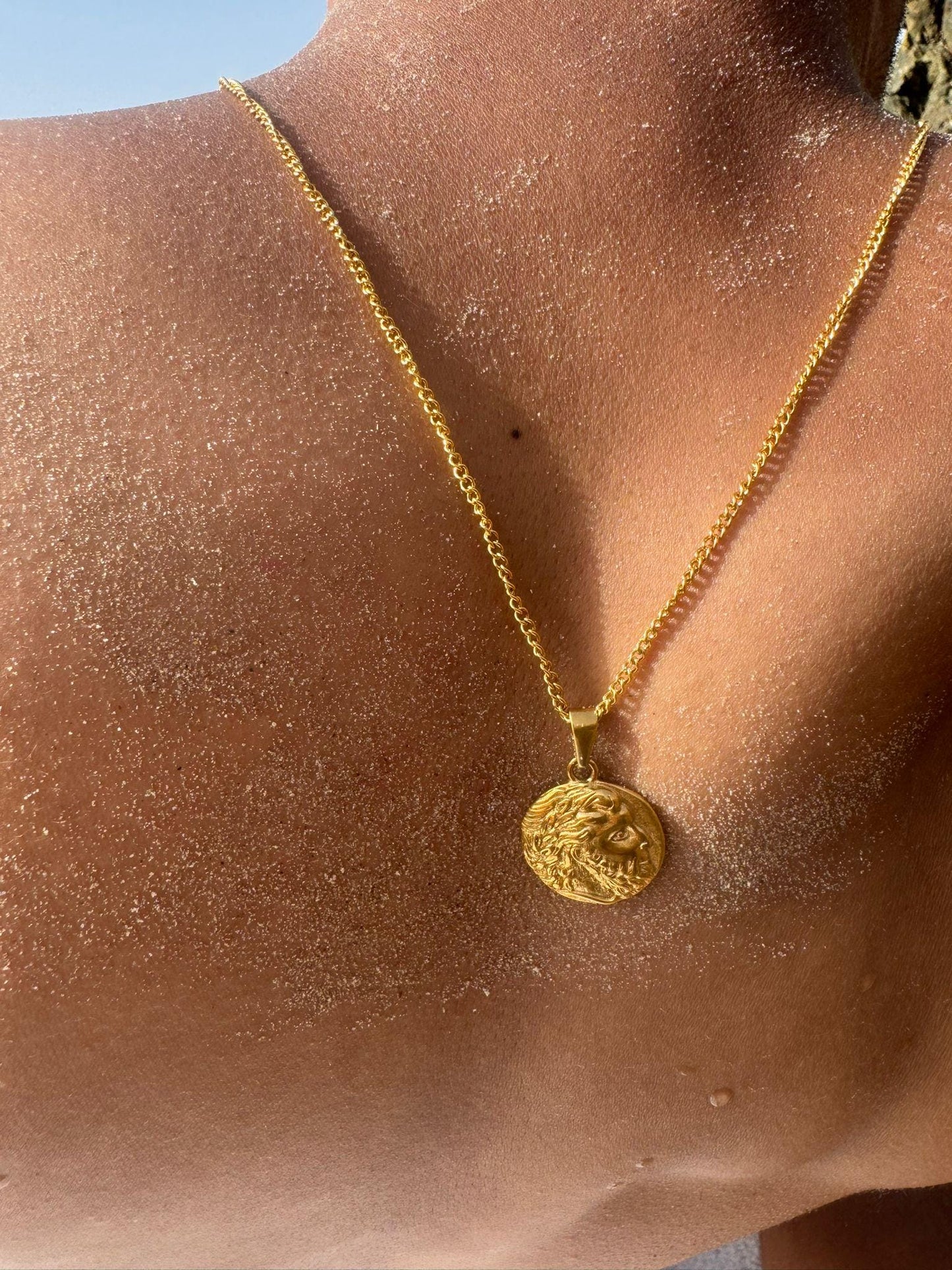 Zeus Greek God 18k Gold Pendant Necklace for Men