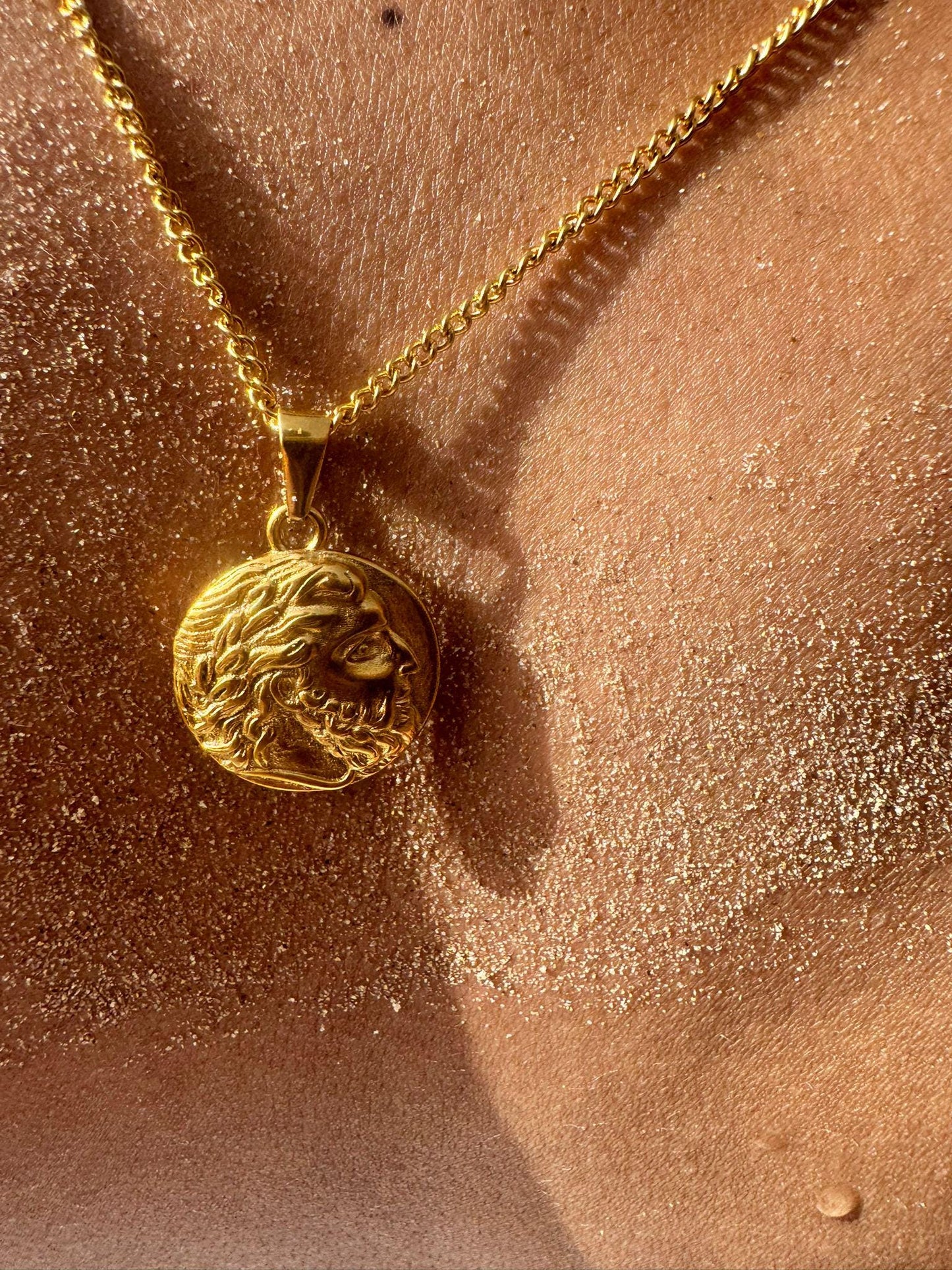 Zeus Greek God 18k Gold Pendant Necklace for Men