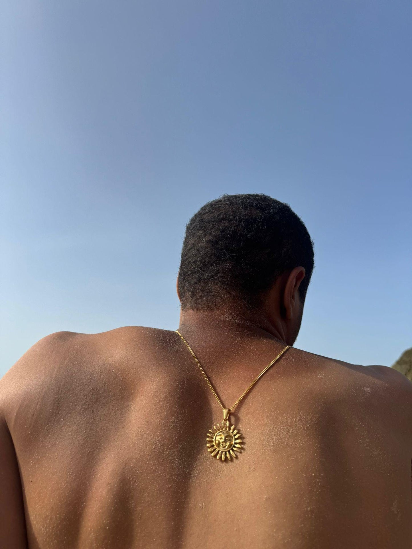 18k Gold Beach Sun Chain Necklace for Men