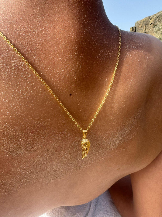 18k Gold Beach Angel Wing Chain Necklace for Men