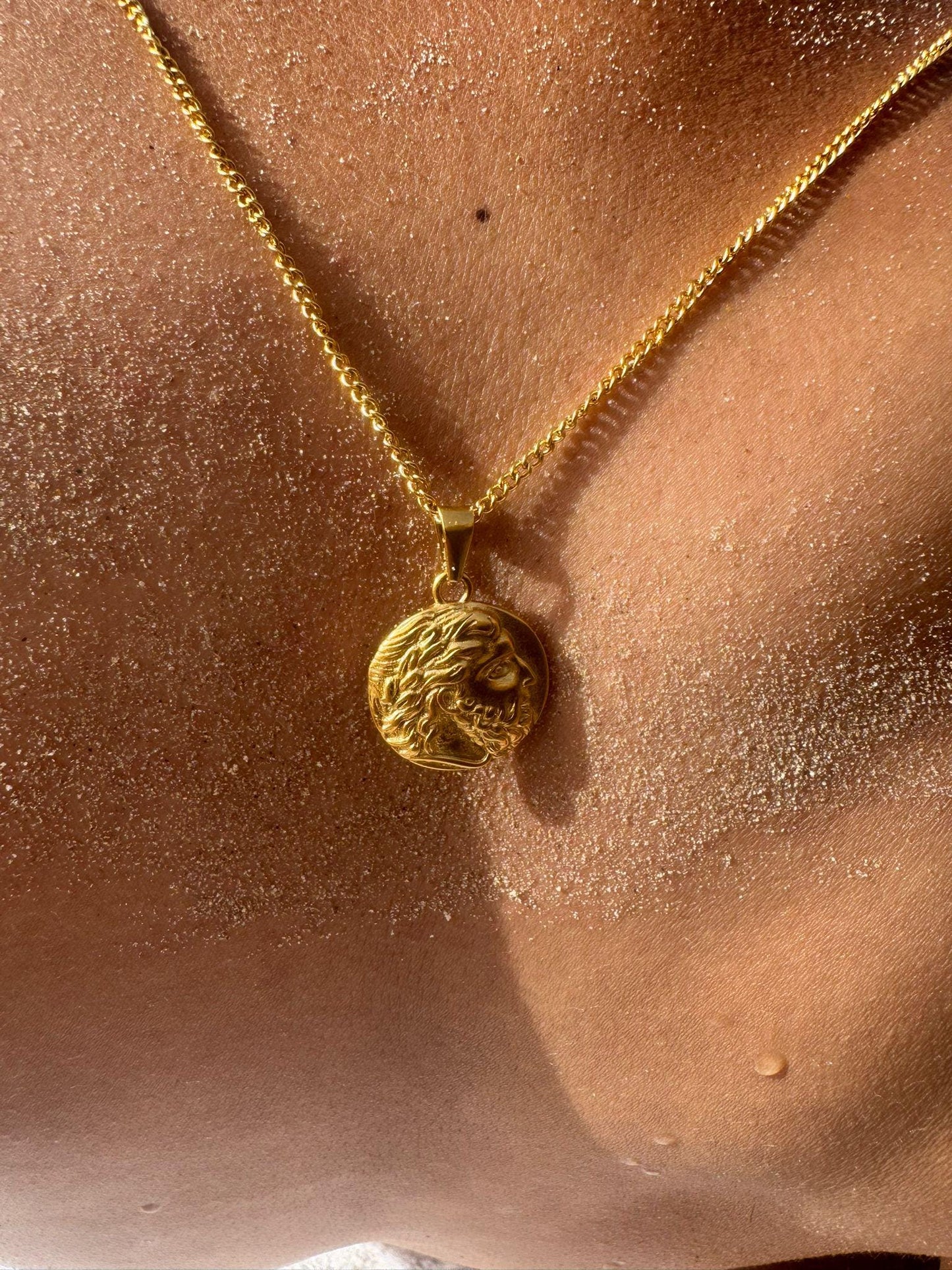 Zeus Greek God 18k Gold Pendant Necklace for Men