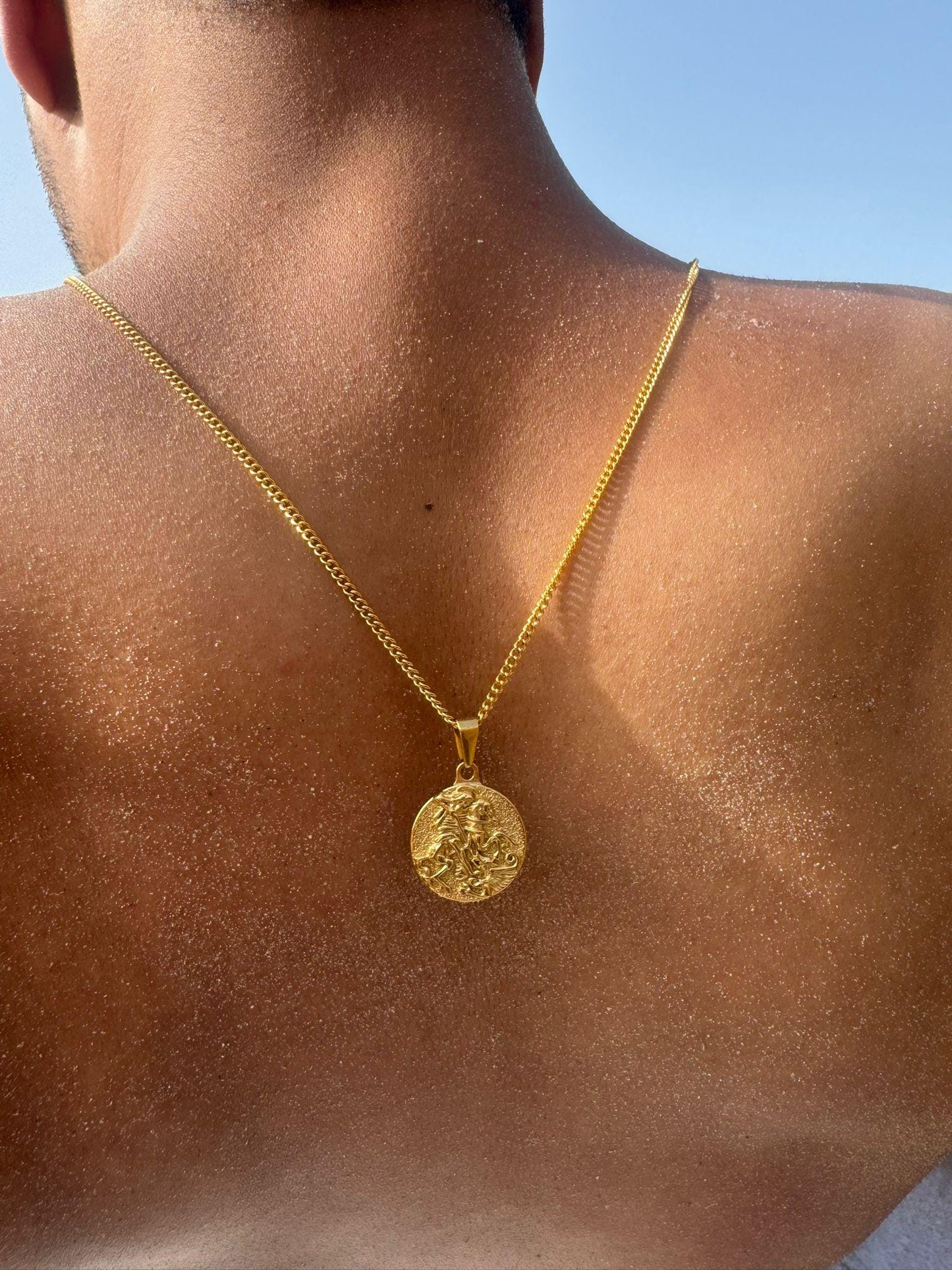 St George English 18k Gold Pendant Necklace for Men