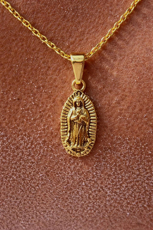 Mary Mother of God 18k Gold Pendant Necklace for Men