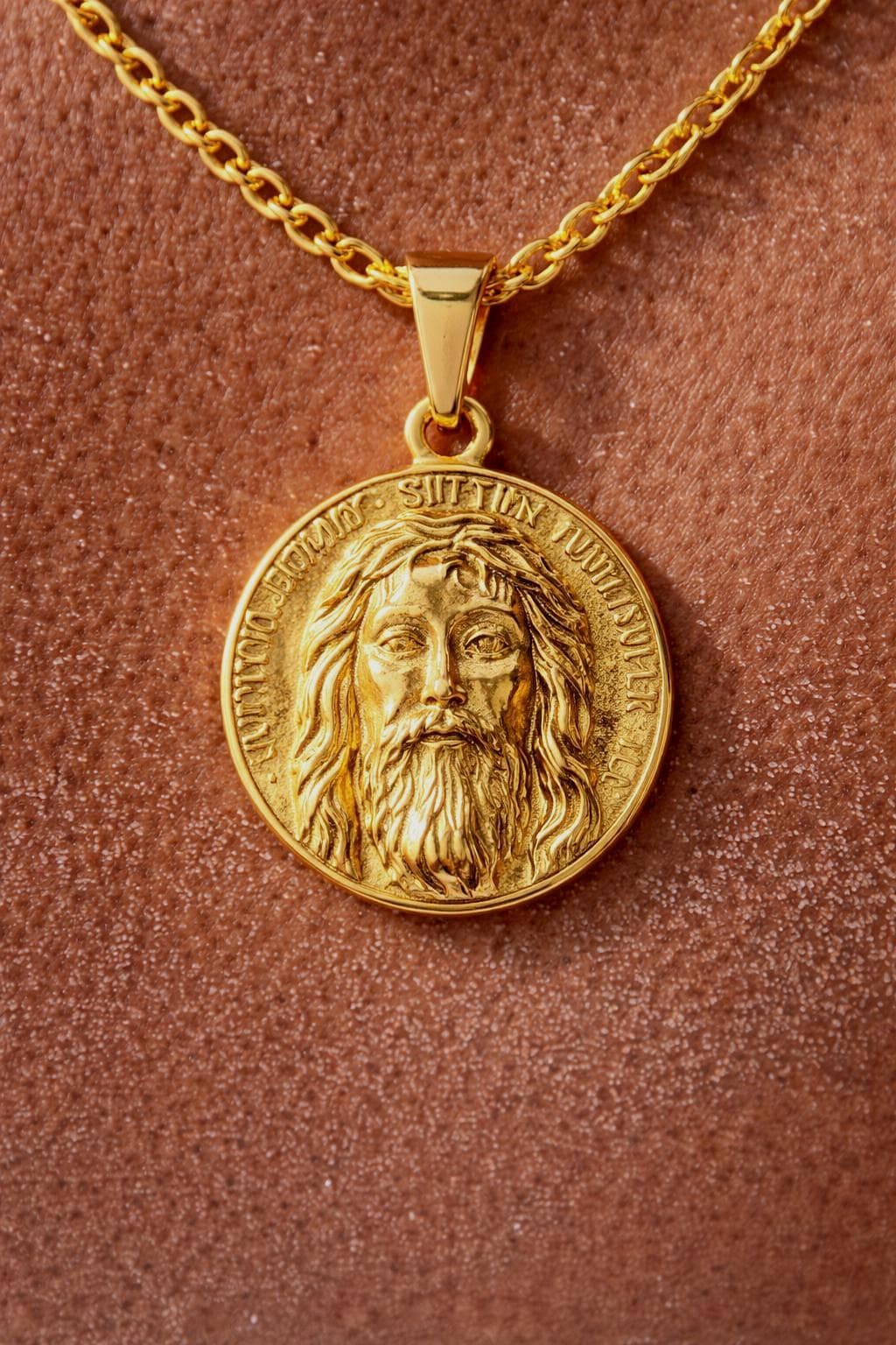 Jesus Lord God 18k Gold Pendant Necklace for Men