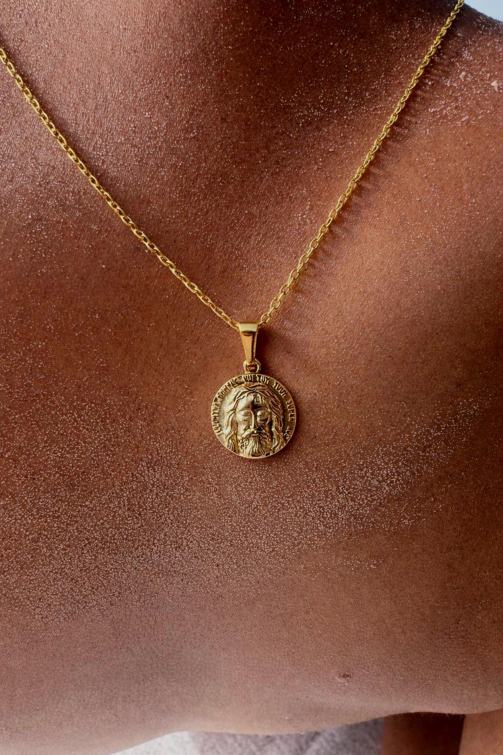Jesus Lord God 18k Gold Pendant Necklace for Men