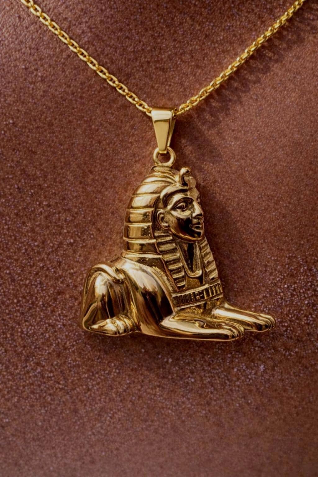 Egyptian Sphinx pendant Gold Pendant Necklace for Men
