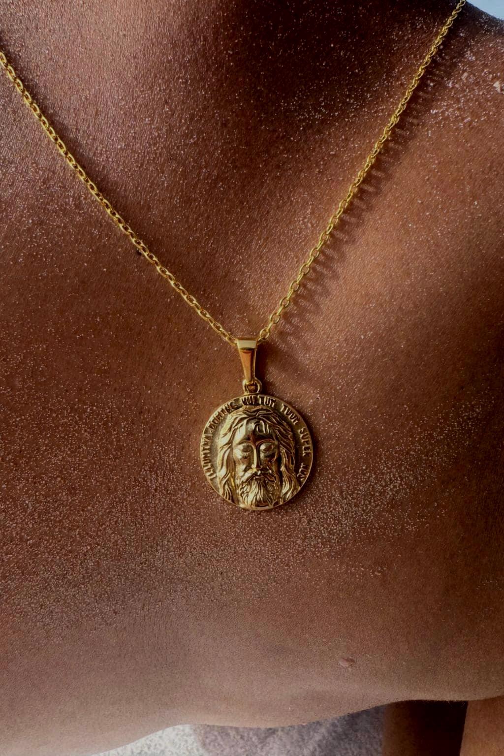Jesus Lord God 18k Gold Pendant Necklace for Men